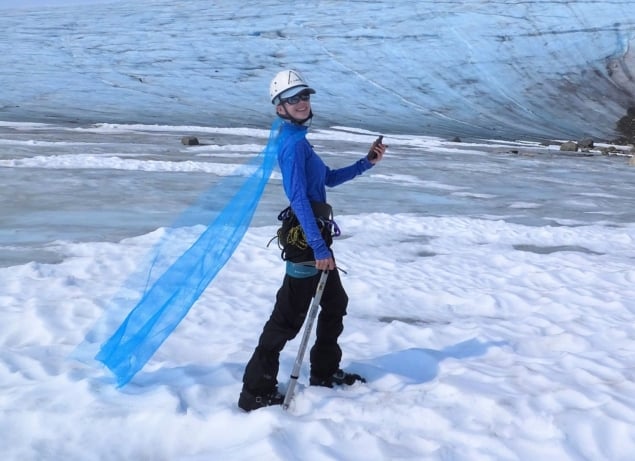 Image of PhD student Celeste Labedz on a glacier