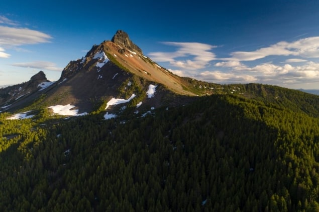 Melting snow on mountaintop