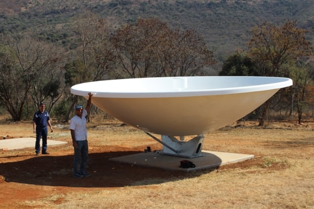 Image of a prototype dish for the Hydrogen and Real-time Analysis eXperiment