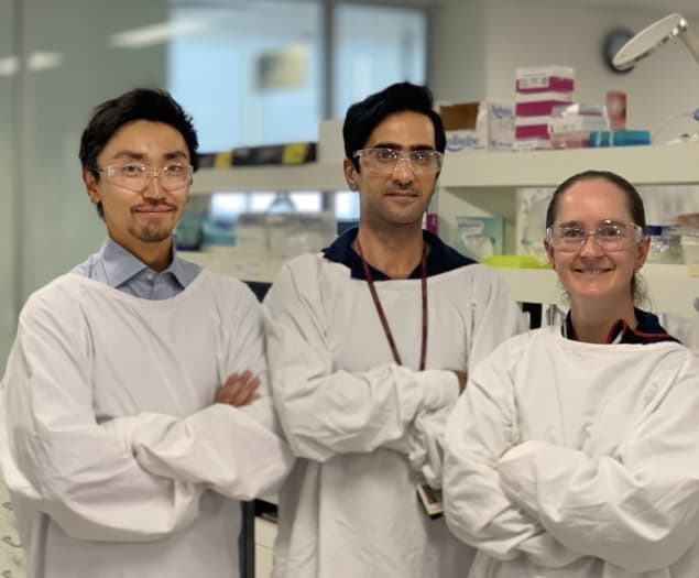 Takanori Hioki (left) and co-authors Yaser Gholami (centre) and Kelly McKelvey. (Courtesy: Takanori Hioki)