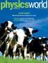Image of cover of April 2021 issue of Physics World showing cows