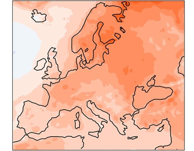 Europe temp map