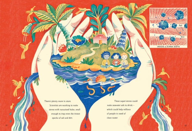 Sample pages from Nano showing a graphene water filter