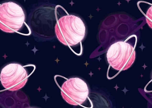 illustration of cotton candy planets