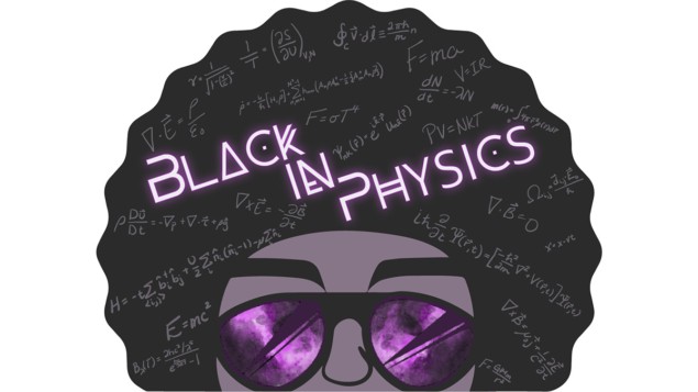 #BlackInPhysics logo 2021 - cartoon headshot of Black physicist with purple glasses #BlackInPhysics logo 2021 - cartoon headshot of Black physicist with purple glasses