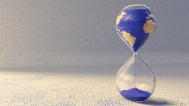 conceptual image of time running out for Earth