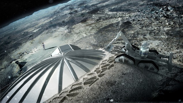 Lunar base under construction conceptual image