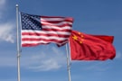 US and China flags flying
