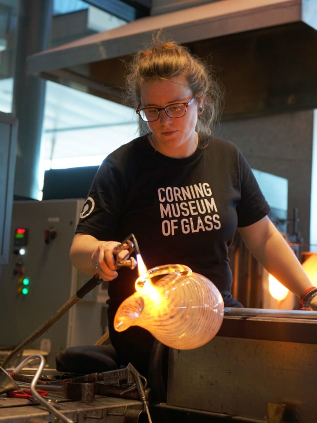 Katie Hubbs demonstrates glass-blowing