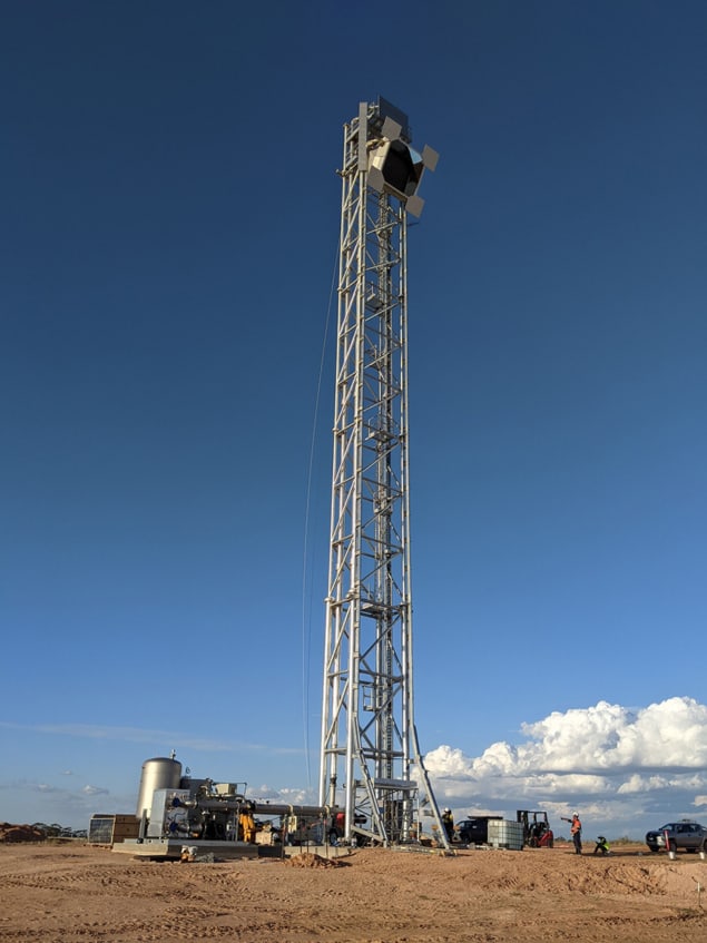 Solar cells mounted on a tall tower