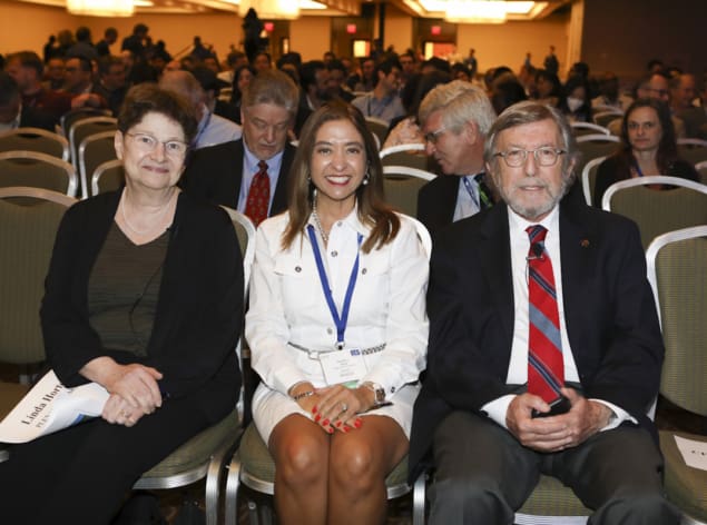 Gerardine Botte with past president Turgut Gür and plenary speaker Linda L Horton