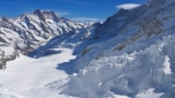 Pristine glacier with blue skies