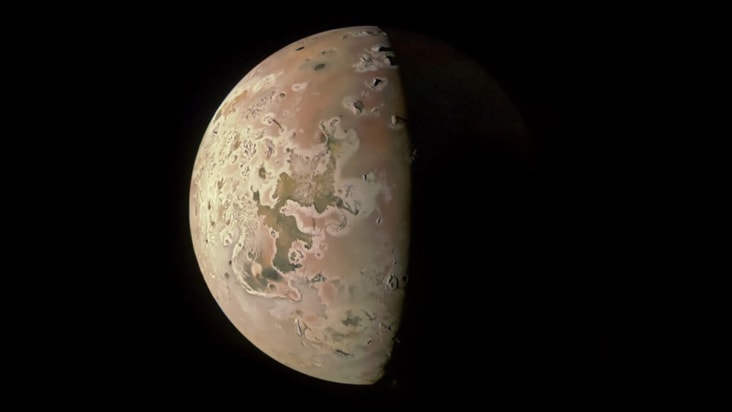 Photo of north polar region of the Jovian moon Io