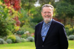 Keith Burnett in a garden