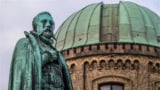 Tycho Brahe statue overlooking the Østervold Observatory in Denmark