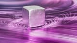 artist's impression of a superconductive cube levitiating