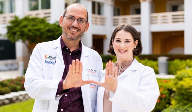 Eric Mellon and Kaylie Cullison at Sylvester Comprehensive Cancer Center