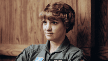 Eileen Collins attending a survival training course at Vance Air Force Base, Oklahoma