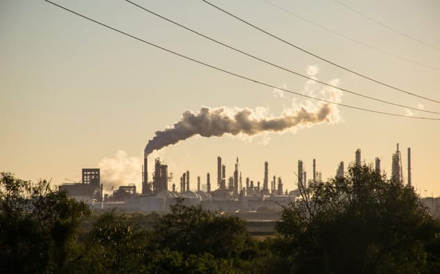 smoke emission from an oil refinery