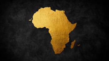 map of African continent in gold foil