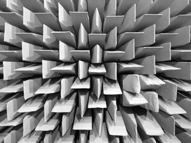 Anechoic chamber with acoustic absorbers on the walls Anechoic chamber with acoustic absorbers on the walls