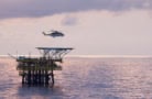 An offshore helicopter for transporting people to an oil rig