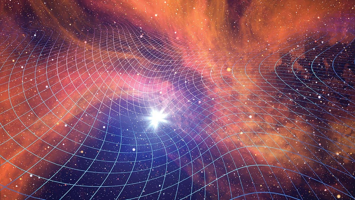 Illustration showing a warped space–time grid