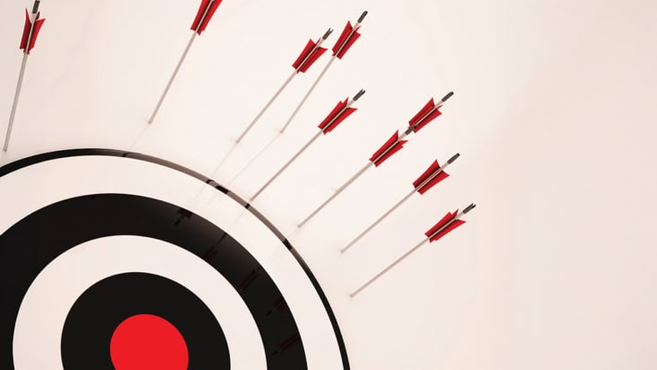 Illustration of arrows missing an archery target