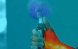 FLIR MIX image of champagne being uncorked