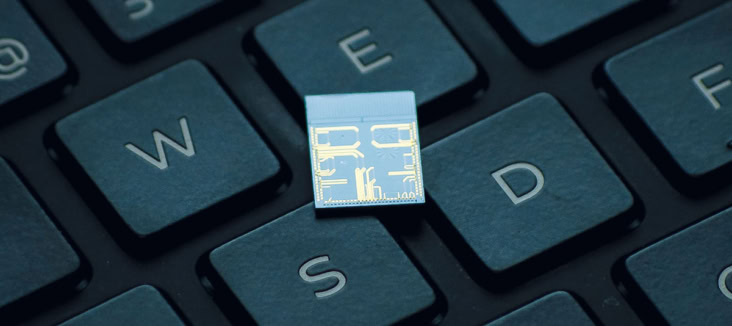 Computer keyboard with quantum computer chip