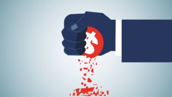 Illustration of a hand crushing a dollar sign