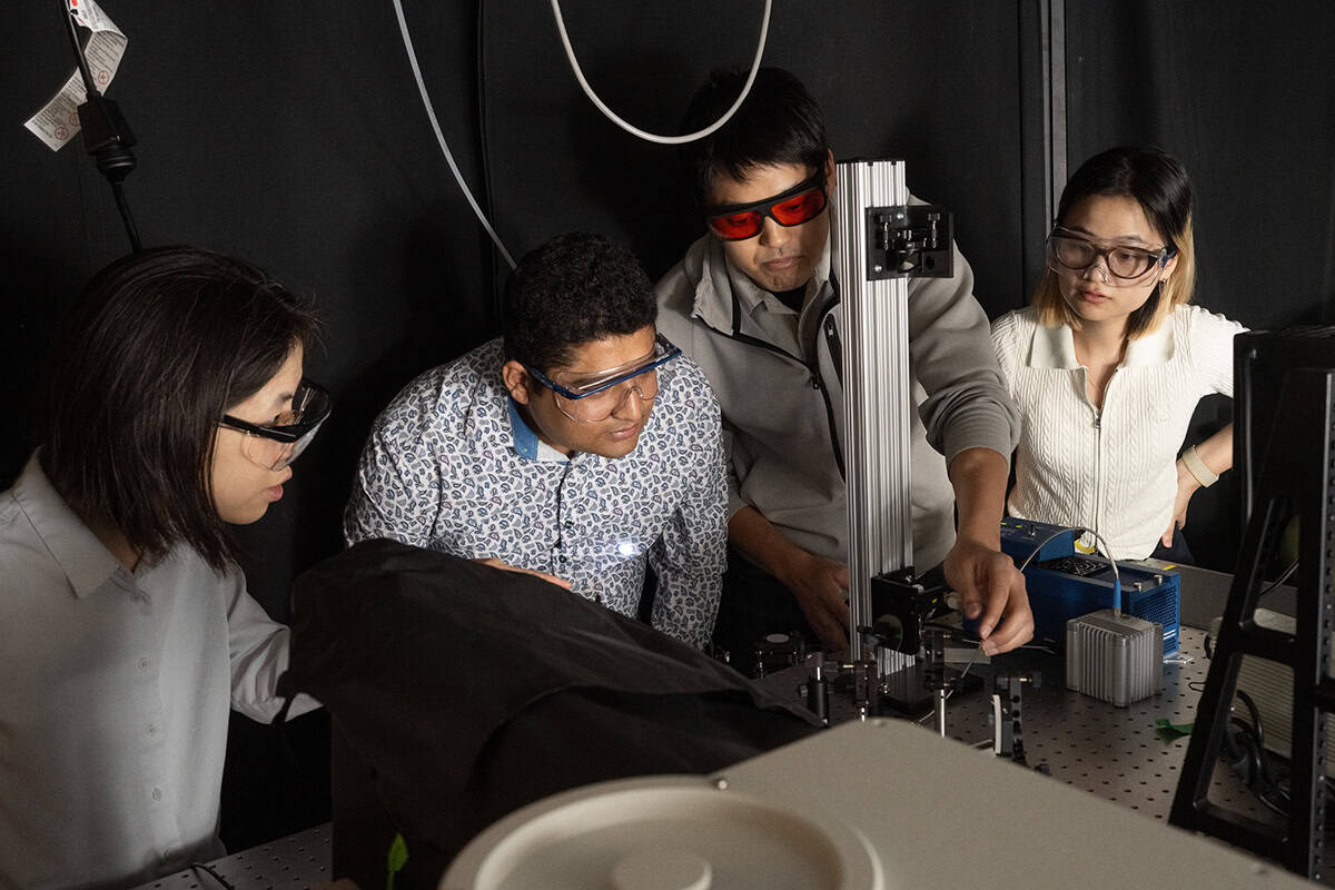 Photo of researchers in a lab at Rice University.