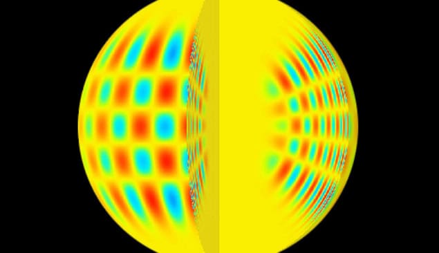 Artistic impression of acoustic waves in a star Artistic impression of acoustic waves in a star