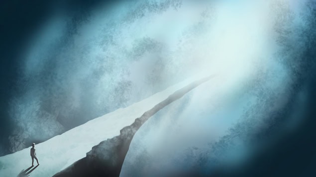 Illustration of unknown future Illustration showing a path disappearing into the distance