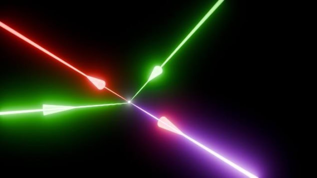 Illustration of photon–photon scattering in the laboratory Illustration of photon–photon scattering in the laboratory
