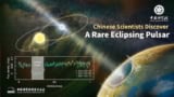 Two stars orbiting each other in the night sky