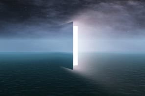 Sky and sea with open door