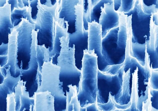 Silicon spikes in the ABLE device Spike-shaped structures in a light-blue colour