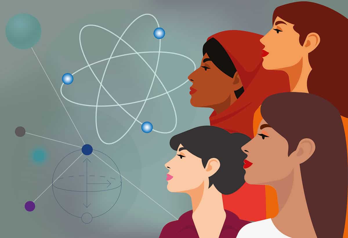 Women in quantum physics illustration