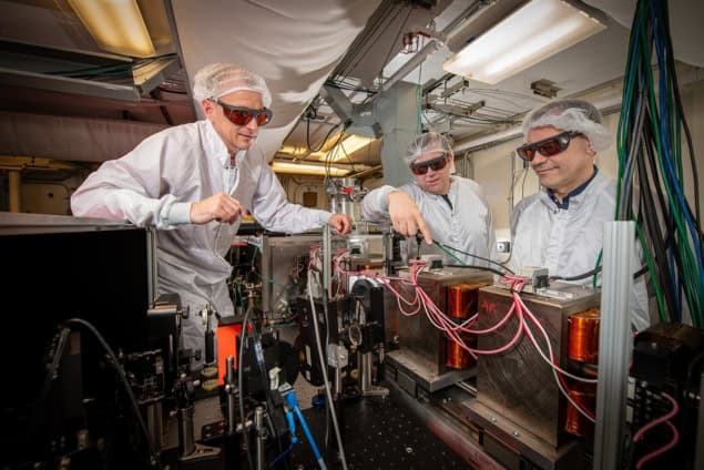 Researchers inspect the new laser-driven FEL Researchers inspect the new laser-driven FEL
