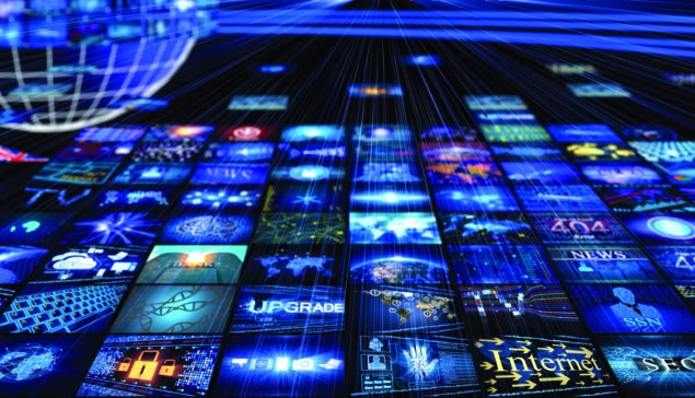 Abstract image of a colourful array of screen pictures