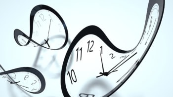 Illustration of clock faces distorted