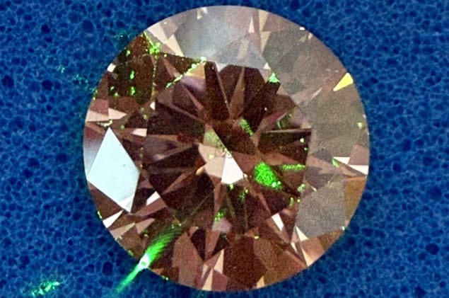 NV colour centres in diamond on a blue background