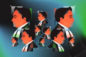 Illustration created using multiple images of Thomas Bayes