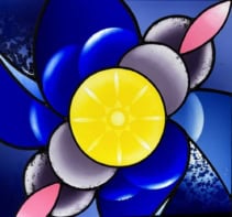 The stained-glass artwork Discovery