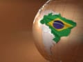 Globe with a map of Brazil