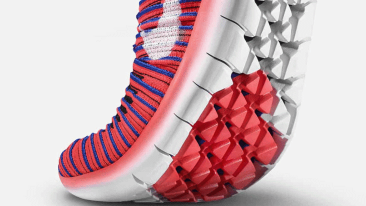 Nike running shoe containing auxetic material