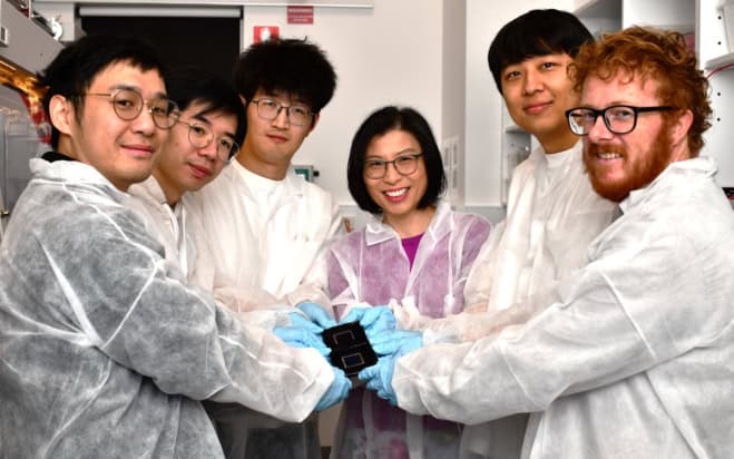 University of Sydney researchers with their perovskite solar cells