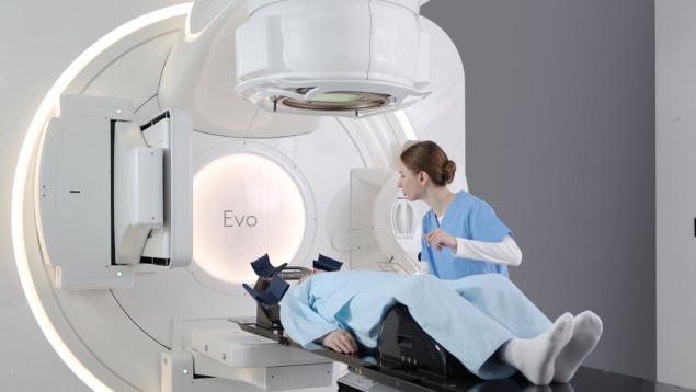 Patient being set up on an Elekta treatment system