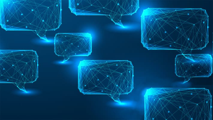 Illustration of a series of futuristic speech bubbles